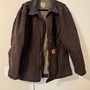 Carhartt Men's Washed Sherpa Lining Dark Brown Jacket